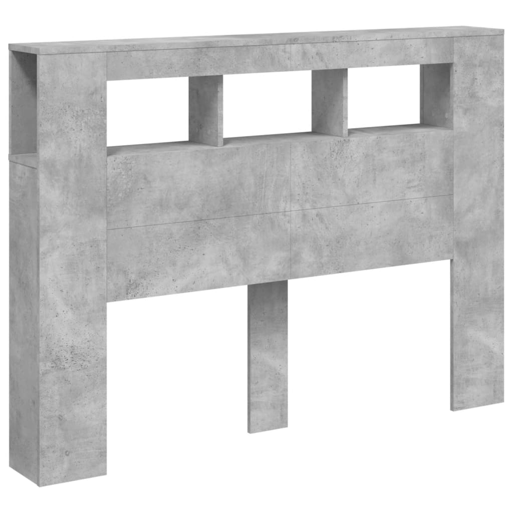 vidaXL Wezgłowie łóżka z LED, szarość betonu, 140x18,5x103,5 cm