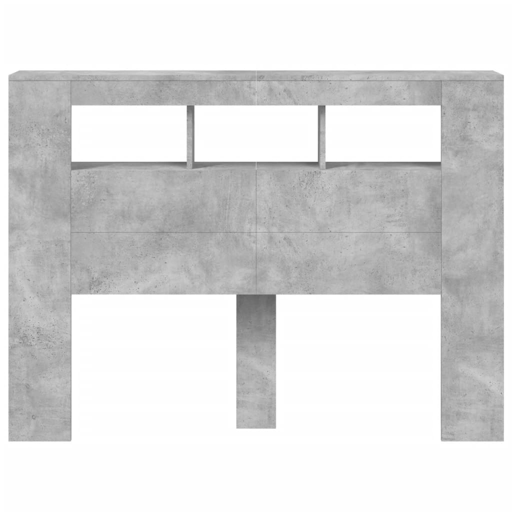 vidaXL Wezgłowie łóżka z LED, szarość betonu, 140x18,5x103,5 cm