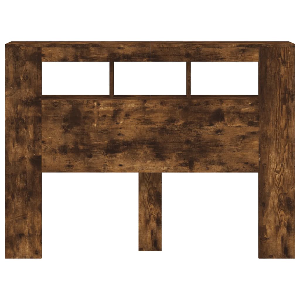 vidaXL Wezgłowie łóżka z LED, przydymiony dąb, 140x18,5x103,5 cm