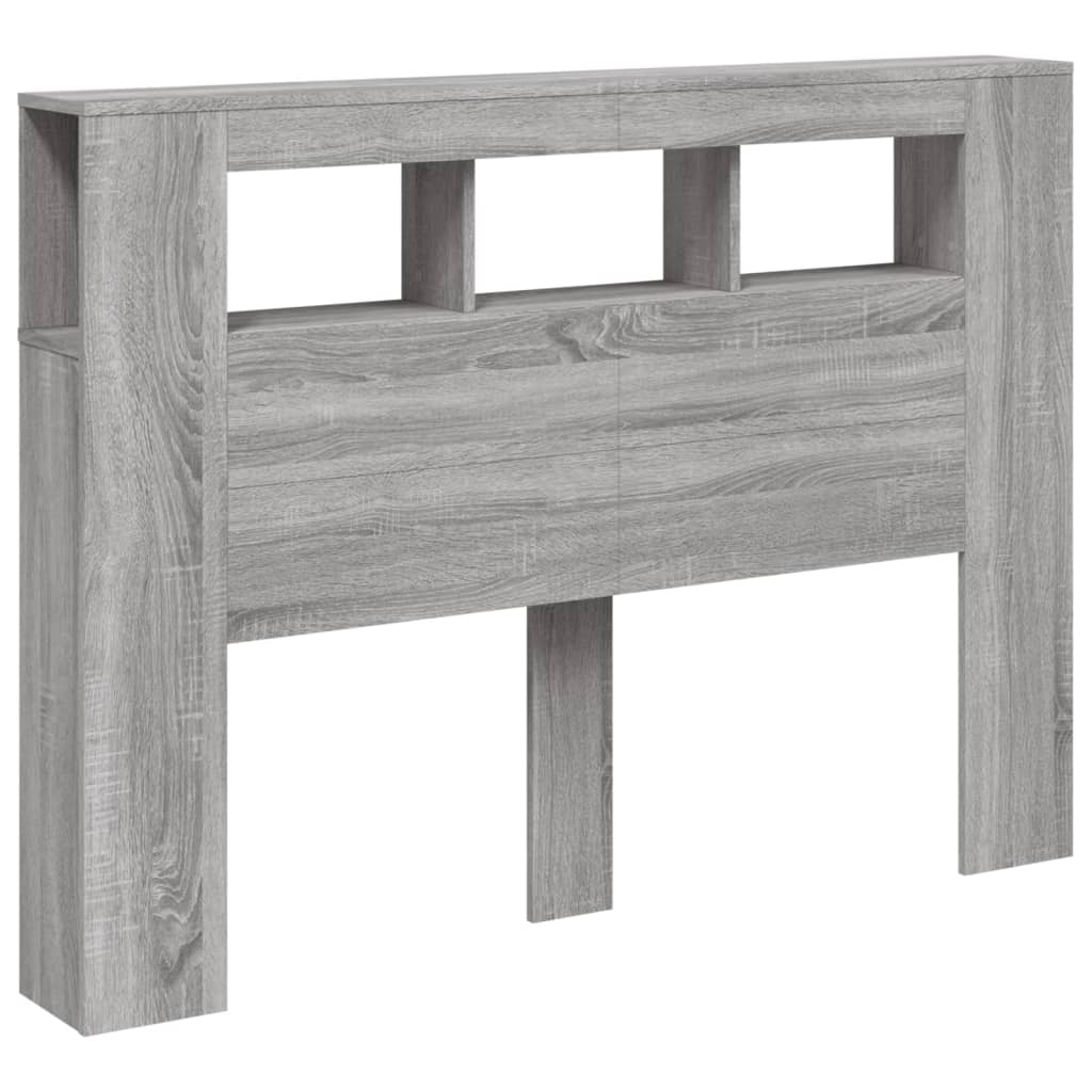 vidaXL Wezgłowie łóżka z LED, szary dąb sonoma, 140x18,5x103,5 cm