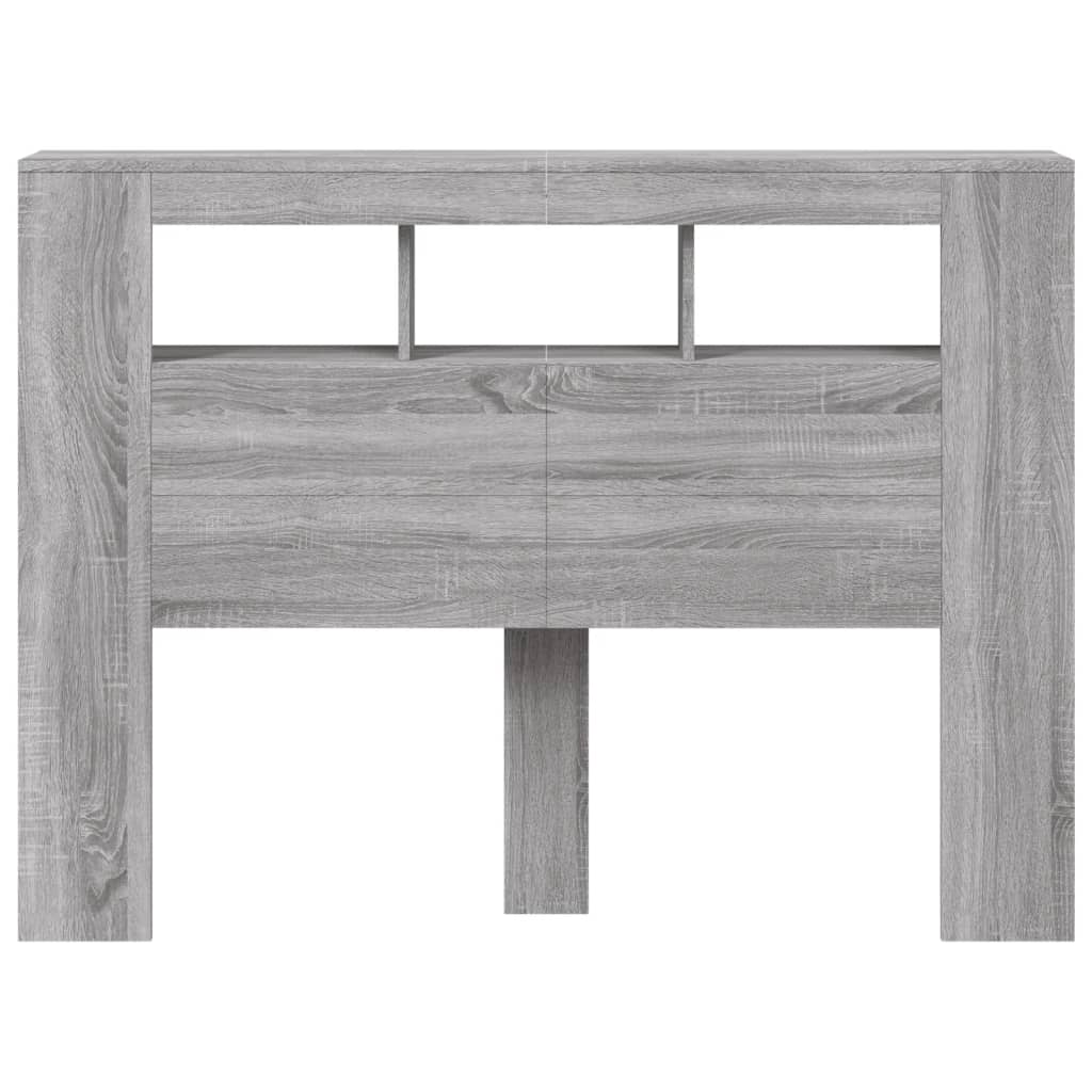 vidaXL Wezgłowie łóżka z LED, szary dąb sonoma, 140x18,5x103,5 cm