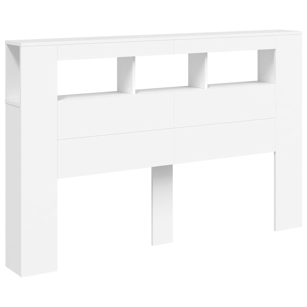 vidaXL Wezgłowie łóżka z LED, białe, 160x18,5x103,5 cm