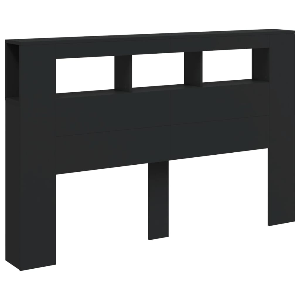 vidaXL Wezgłowie łóżka z LED, czarne, 160x18,5x103,5 cm