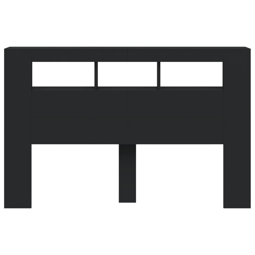 vidaXL Wezgłowie łóżka z LED, czarne, 160x18,5x103,5 cm