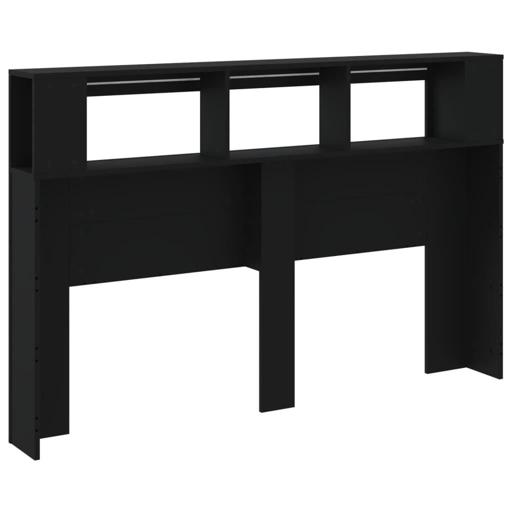 vidaXL Wezgłowie łóżka z LED, czarne, 160x18,5x103,5 cm