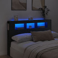 vidaXL Wezgłowie łóżka z LED, czarne, 160x18,5x103,5 cm
