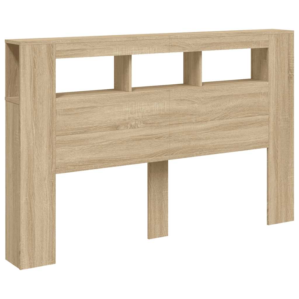vidaXL Wezgłowie łóżka z LED, dąb sonoma, 160x18,5x103,5 cm