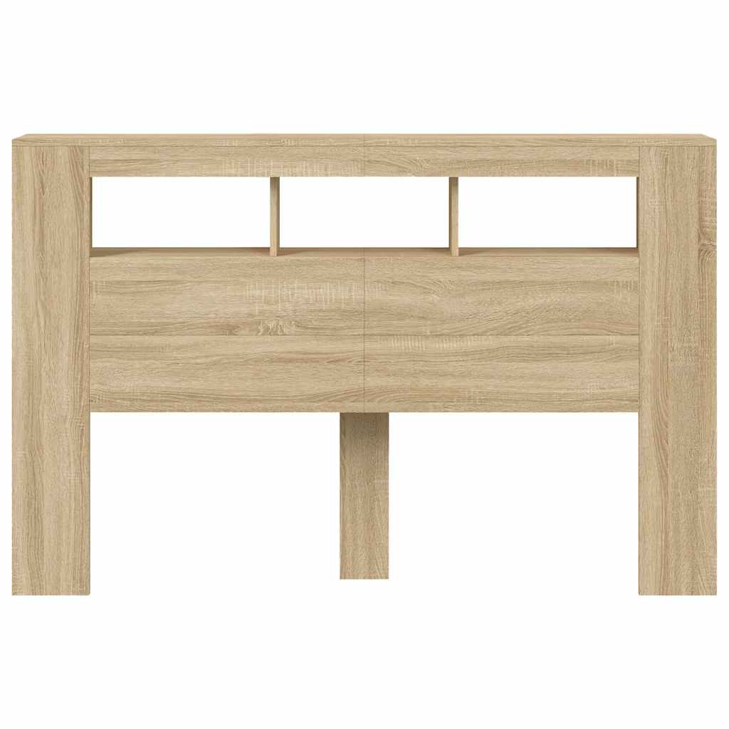 vidaXL Wezgłowie łóżka z LED, dąb sonoma, 160x18,5x103,5 cm
