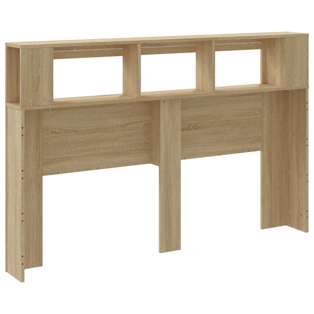 vidaXL Wezgłowie łóżka z LED, dąb sonoma, 160x18,5x103,5 cm