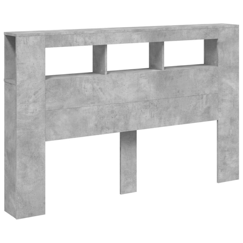 vidaXL Wezgłowie łóżka z LED, szarość betonu, 160x18,5x103,5 cm