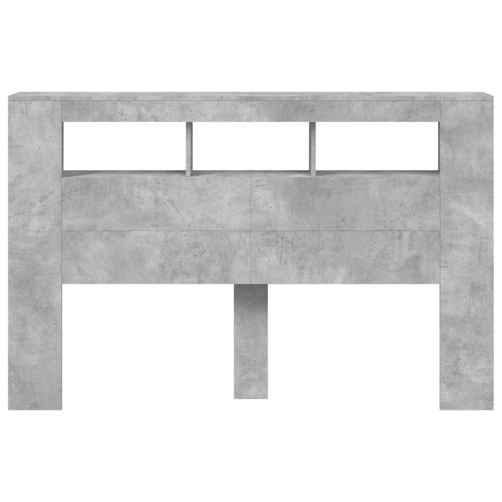 vidaXL Wezgłowie łóżka z LED, szarość betonu, 160x18,5x103,5 cm