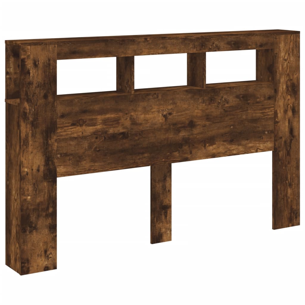 vidaXL Wezgłowie łóżka z LED, przydymiony dąb, 160x18,5x103,5 cm