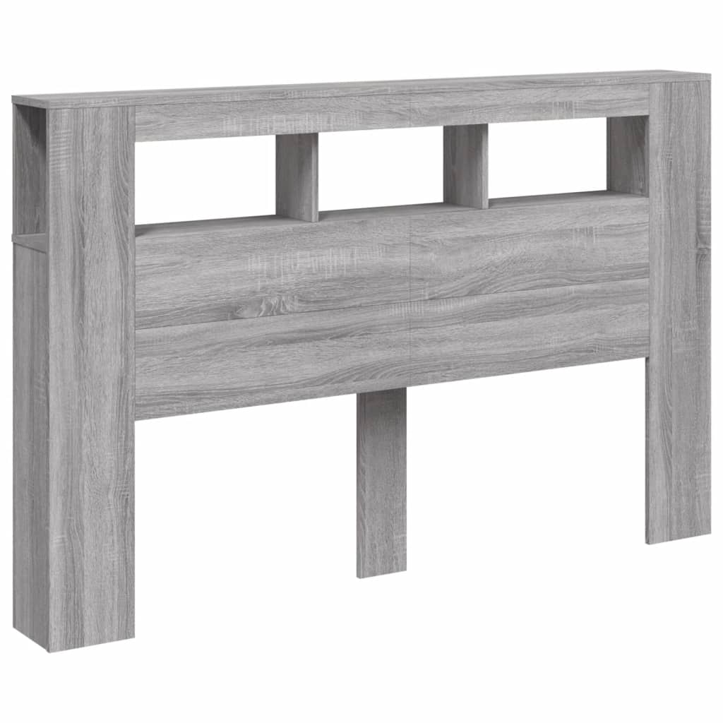 vidaXL Wezgłowie łóżka z LED, szary dąb sonoma, 160x18,5x103,5 cm