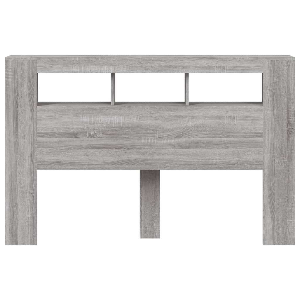 vidaXL Wezgłowie łóżka z LED, szary dąb sonoma, 160x18,5x103,5 cm