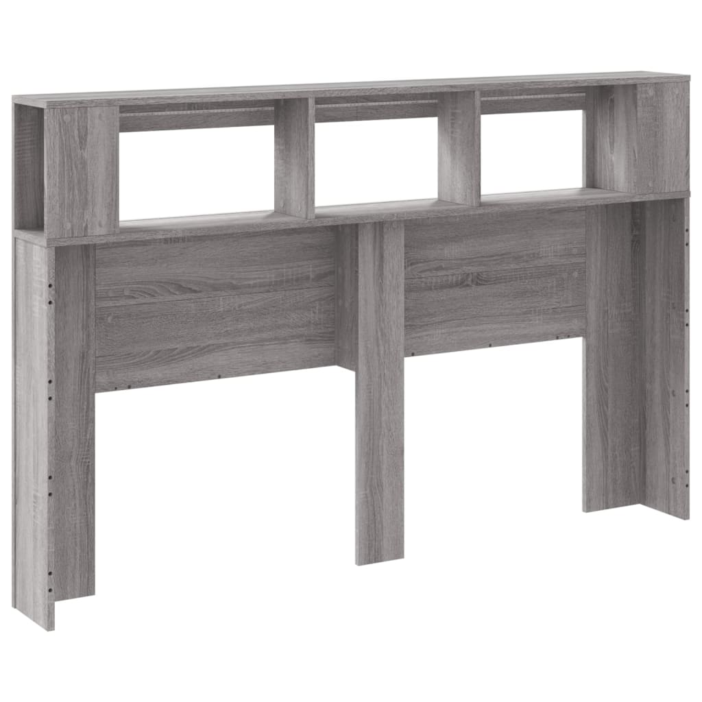 vidaXL Wezgłowie łóżka z LED, szary dąb sonoma, 160x18,5x103,5 cm