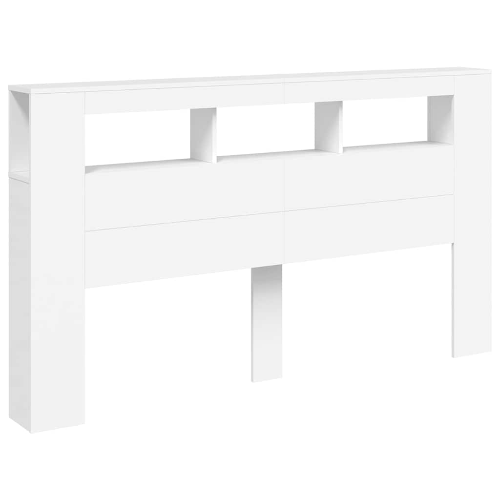 vidaXL Wezgłowie łóżka z LED, białe, 180x18,5x103,5 cm