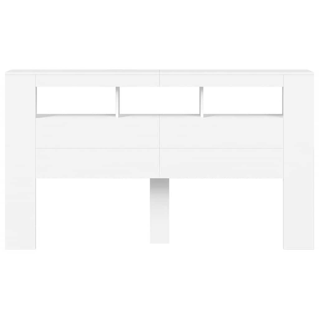 vidaXL Wezgłowie łóżka z LED, białe, 180x18,5x103,5 cm