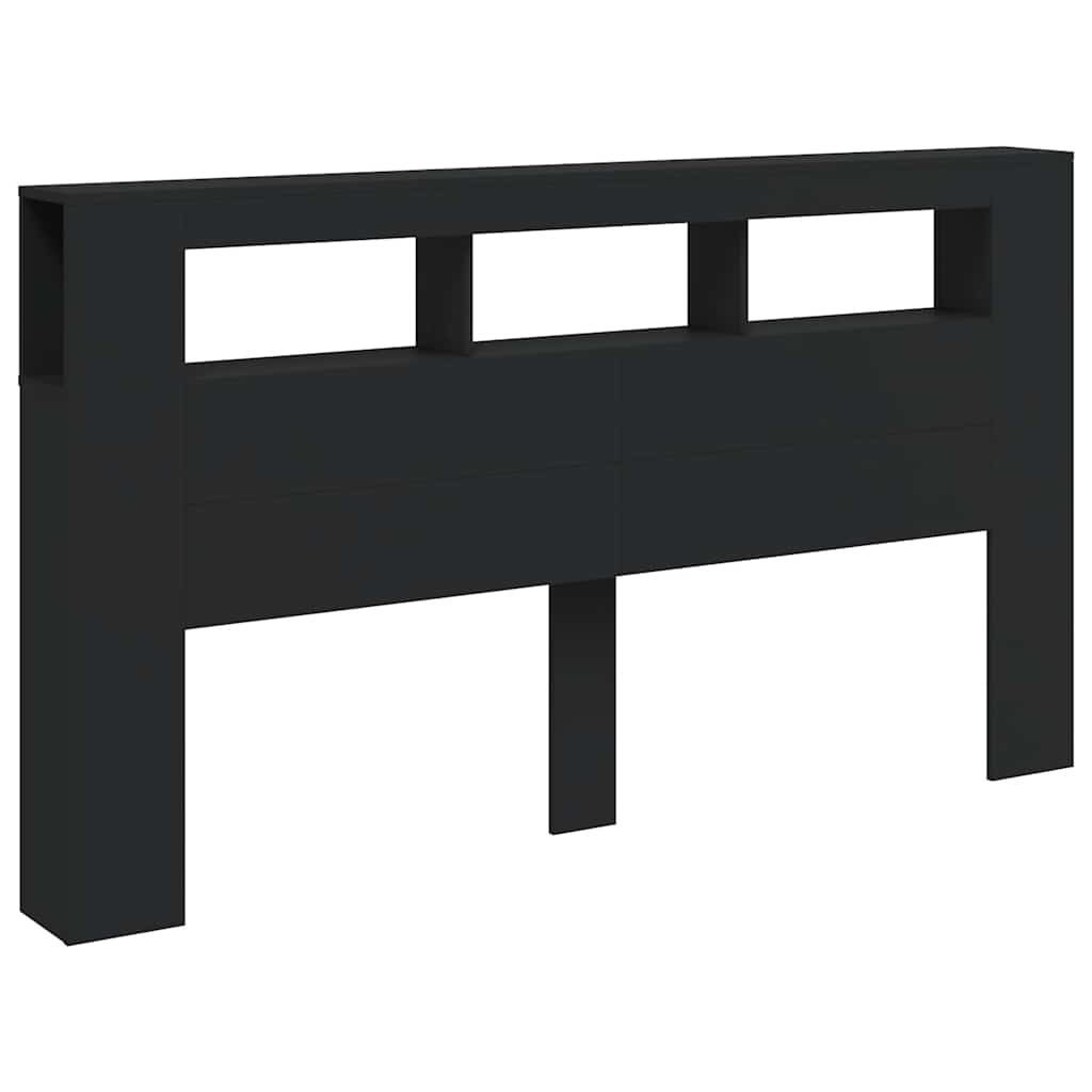 vidaXL Wezgłowie łóżka z LED, czarne, 180x18,5x103,5 cm