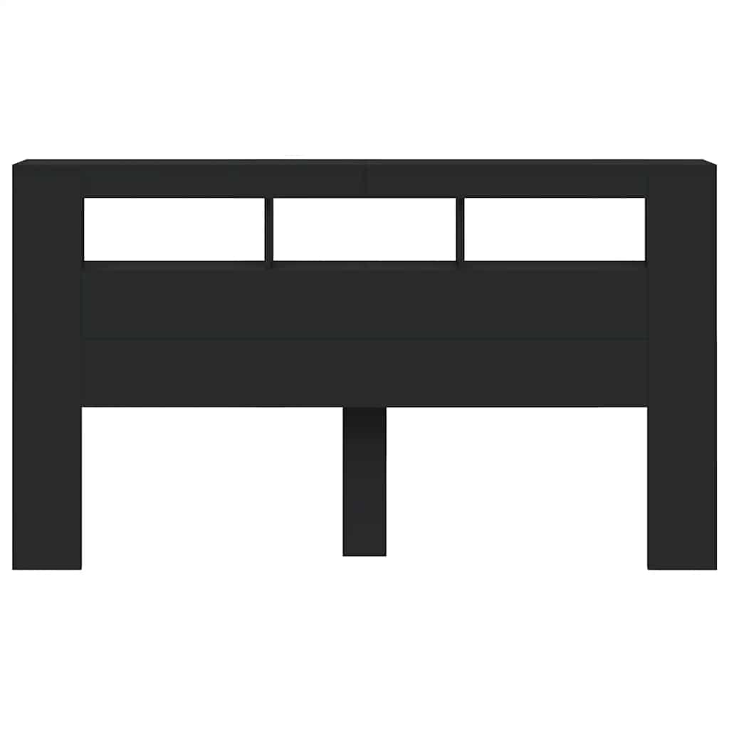 vidaXL Wezgłowie łóżka z LED, czarne, 180x18,5x103,5 cm