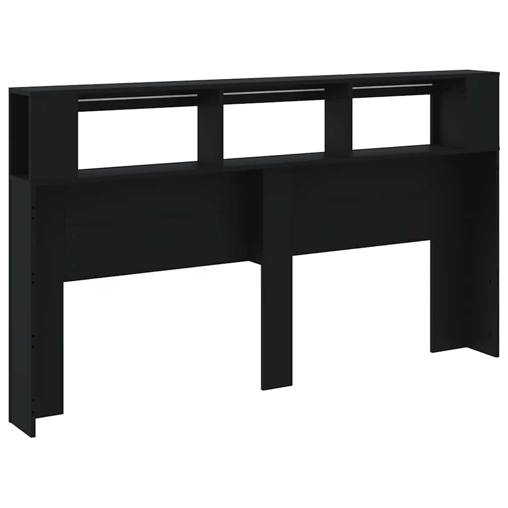 vidaXL Wezgłowie łóżka z LED, czarne, 180x18,5x103,5 cm