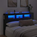 vidaXL Wezgłowie łóżka z LED, czarne, 180x18,5x103,5 cm
