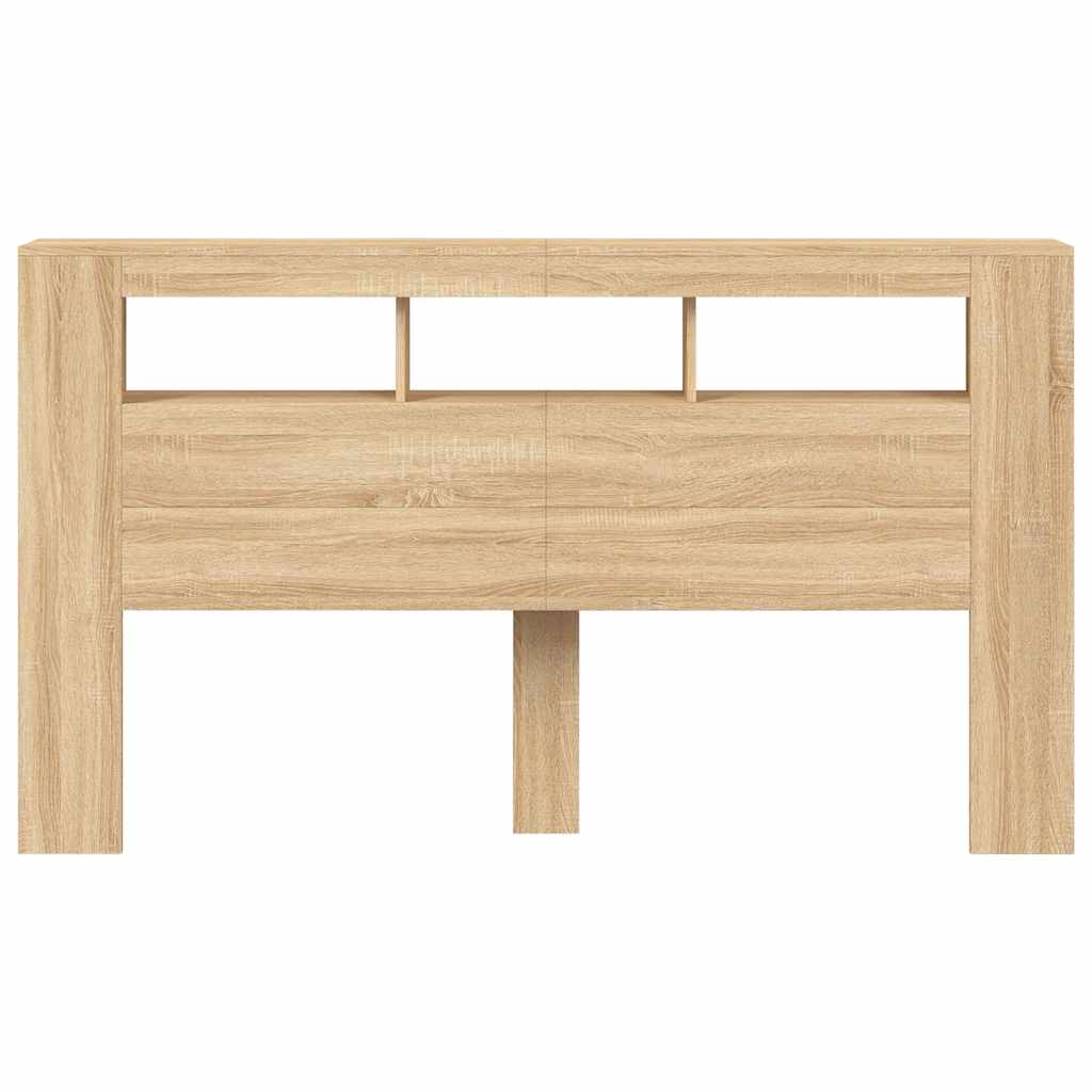 vidaXL Wezgłowie łóżka z LED, dąb sonoma, 180x18,5x103,5 cm