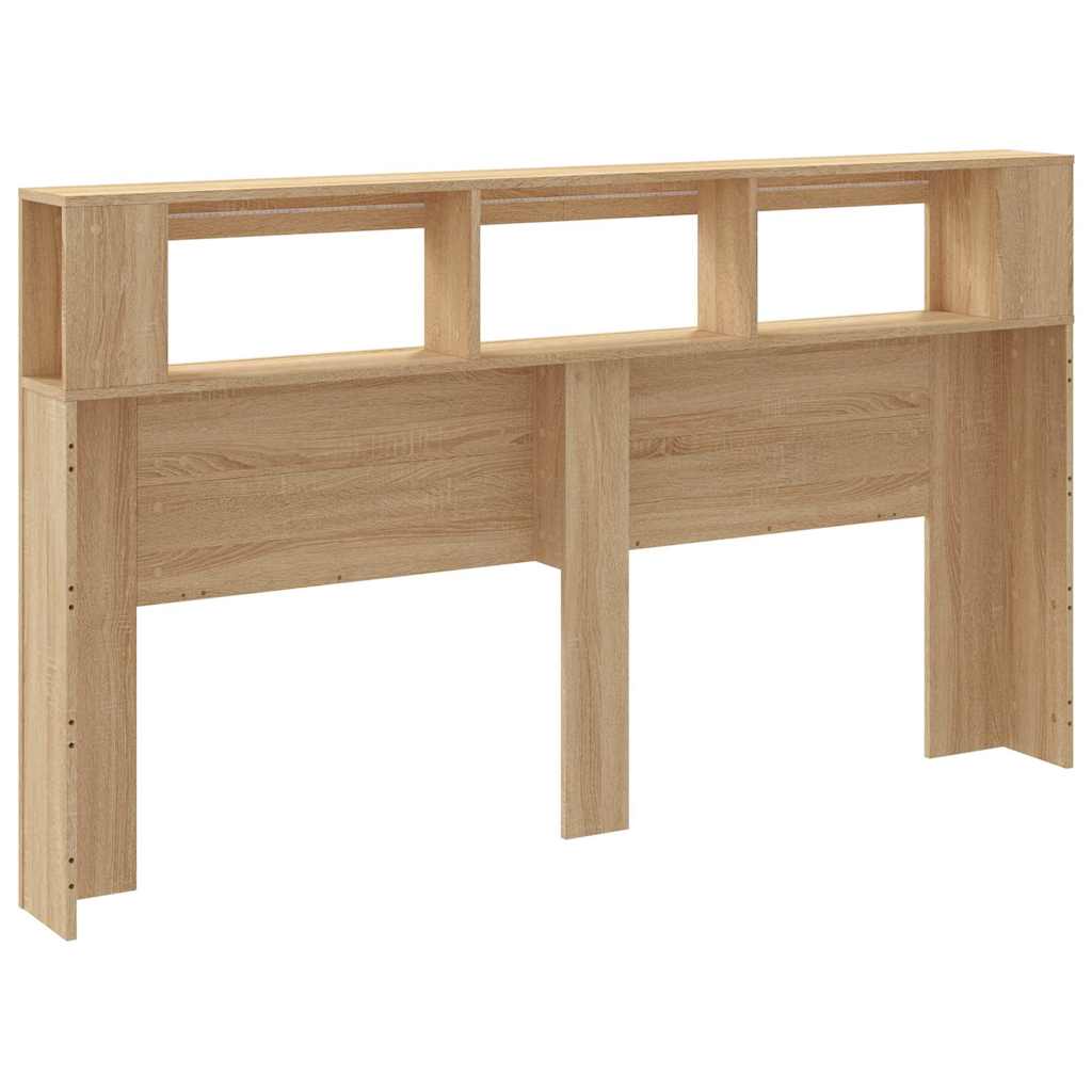 vidaXL Wezgłowie łóżka z LED, dąb sonoma, 180x18,5x103,5 cm