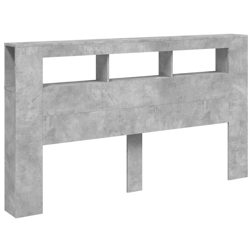 vidaXL Wezgłowie łóżka z LED, szarość betonu, 180x18,5x103,5 cm