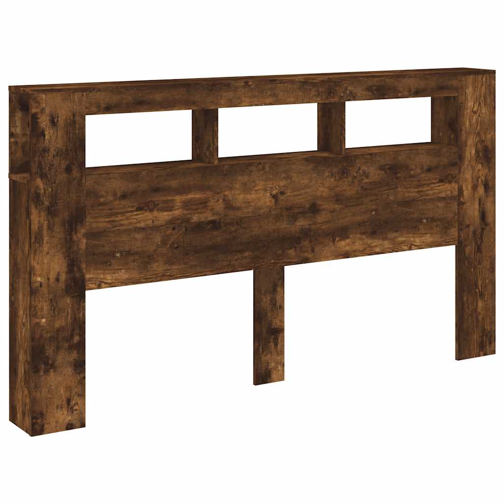 vidaXL Wezgłowie łóżka z LED, przydymiony dąb, 180x18,5x103,5 cm