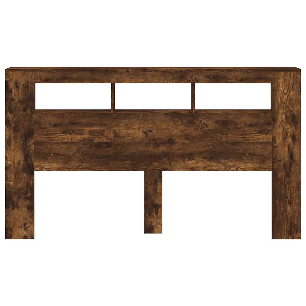 vidaXL Wezgłowie łóżka z LED, przydymiony dąb, 180x18,5x103,5 cm