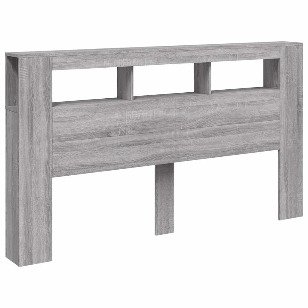 vidaXL Wezgłowie łóżka z LED, szary dąb sonoma, 180x18,5x103,5 cm