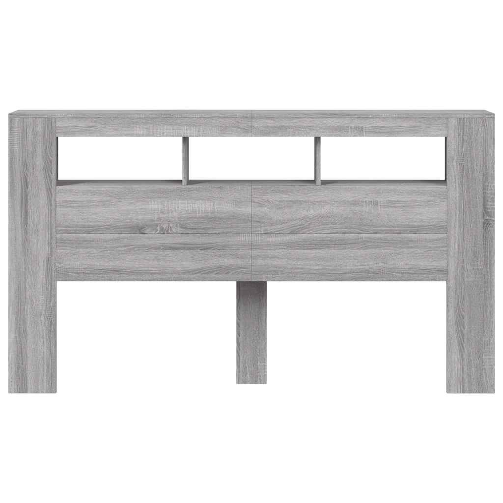 vidaXL Wezgłowie łóżka z LED, szary dąb sonoma, 180x18,5x103,5 cm