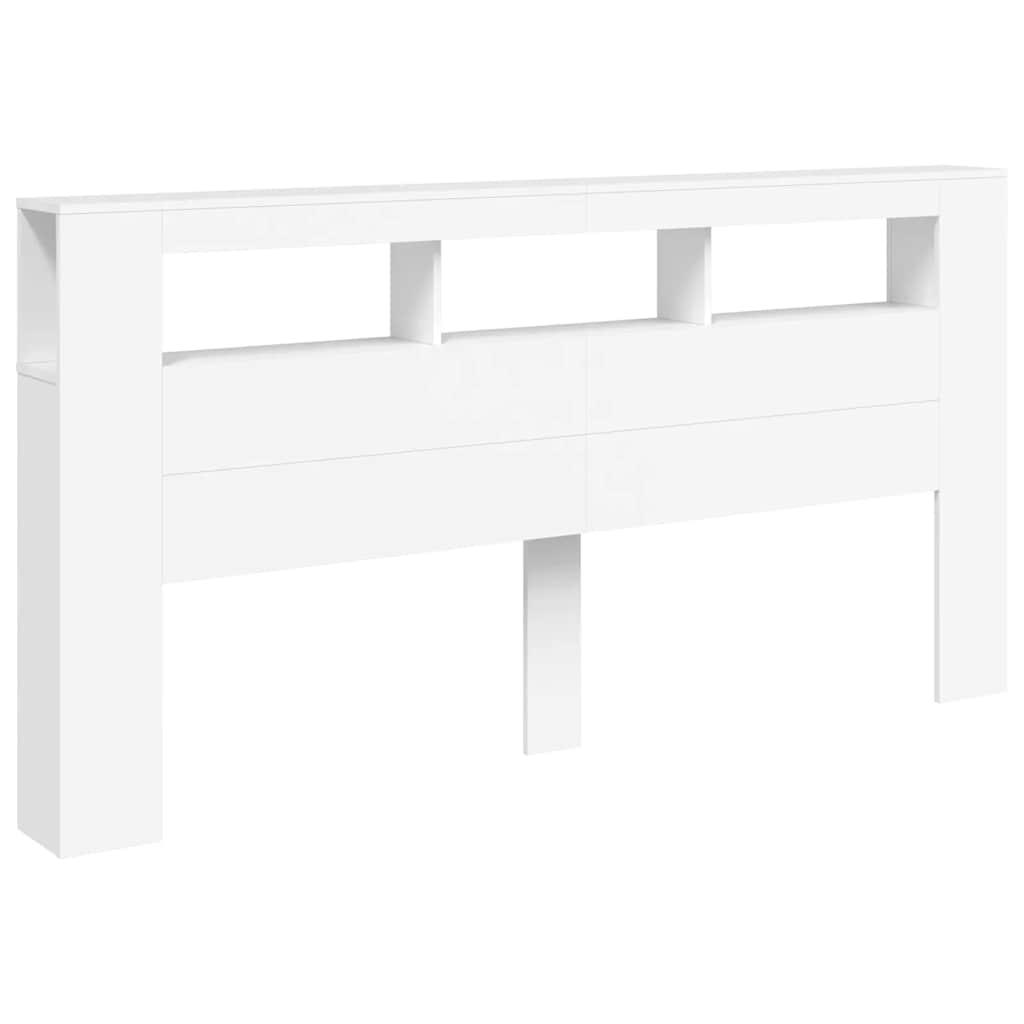 vidaXL Wezgłowie łóżka z LED, białe, 200x18,5x103,5 cm