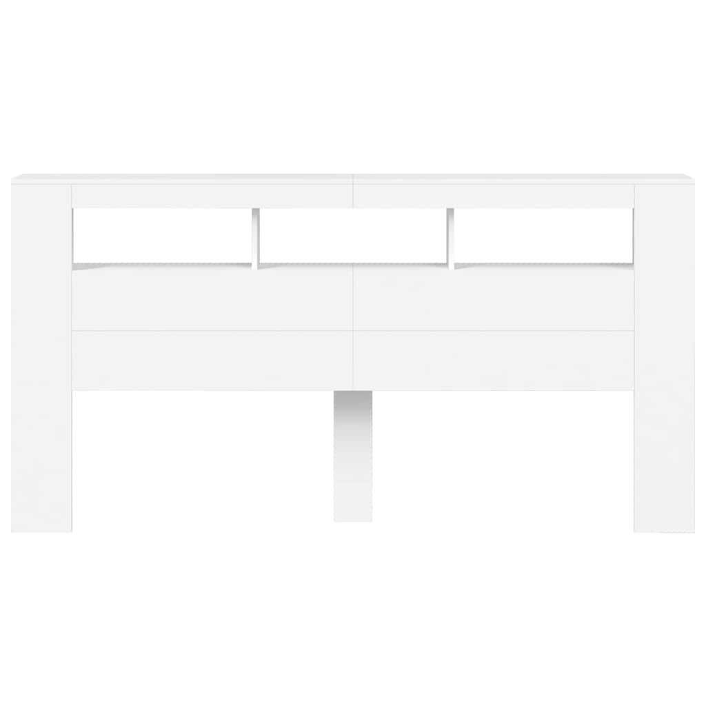 vidaXL Wezgłowie łóżka z LED, białe, 200x18,5x103,5 cm