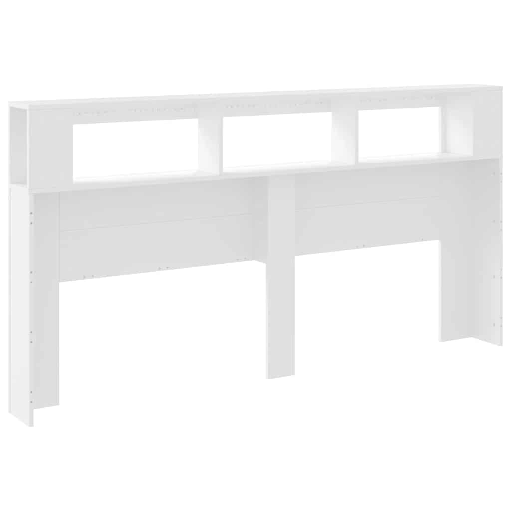 vidaXL Wezgłowie łóżka z LED, białe, 200x18,5x103,5 cm