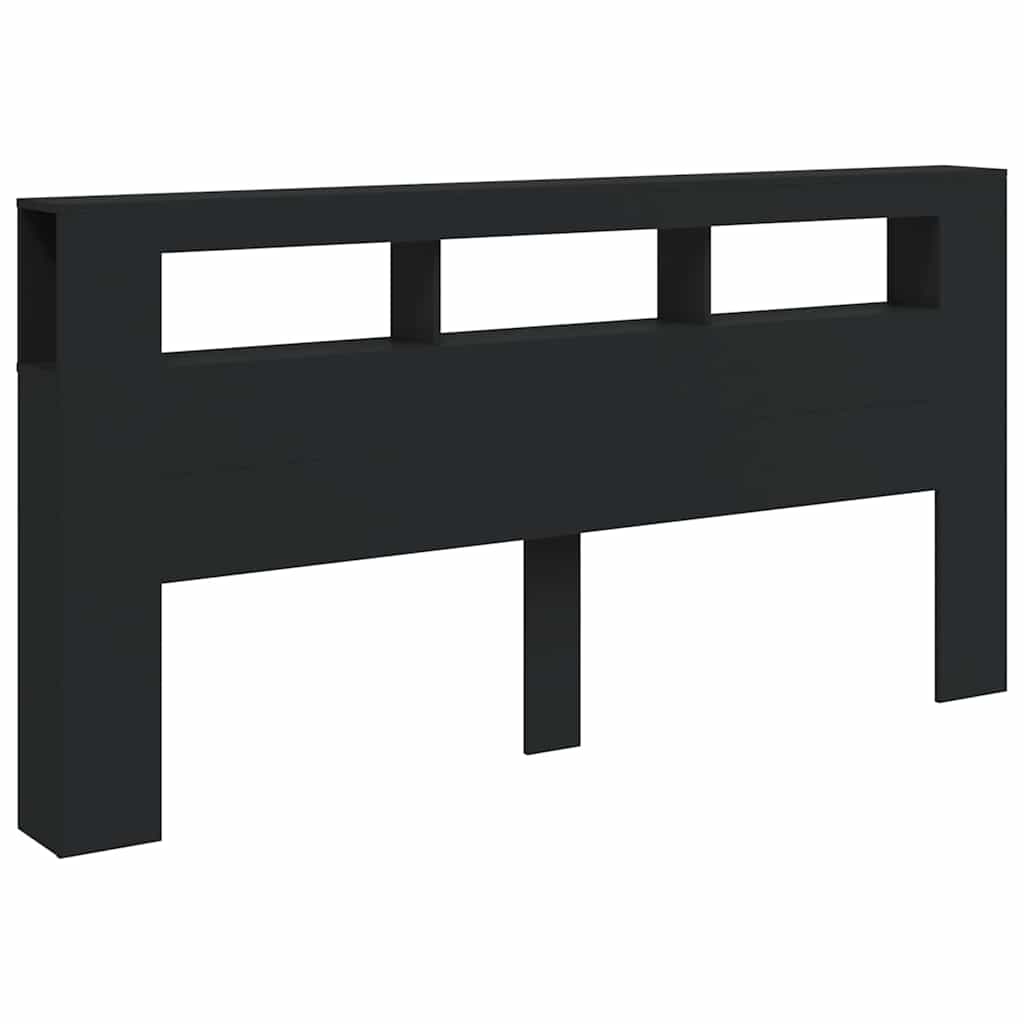 vidaXL Wezgłowie łóżka z LED, czarne, 200x18,5x103,5 cm