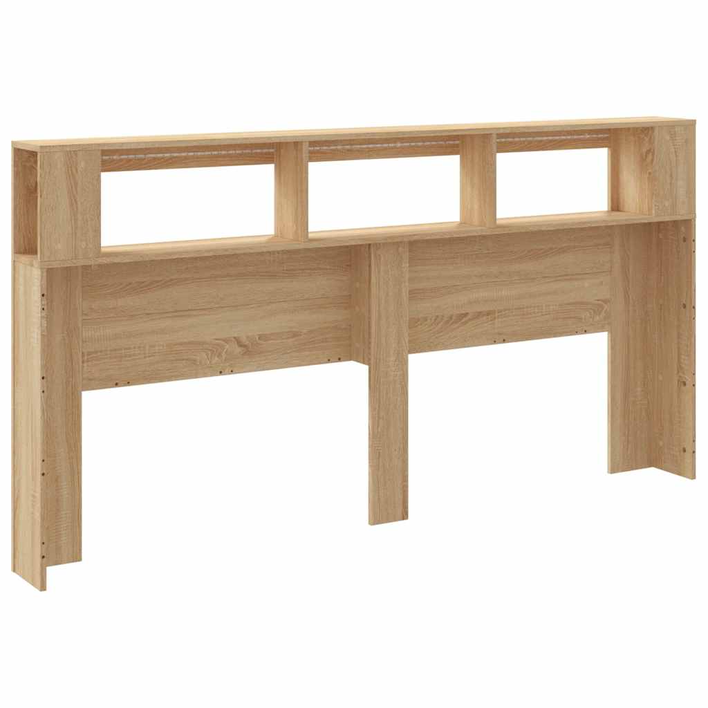 vidaXL Wezgłowie łóżka z LED, dąb sonoma, 200x18,5x103,5 cm