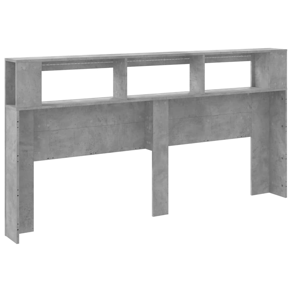 vidaXL Wezgłowie łóżka z LED, szarość betonu, 200x18,5x103,5 cm