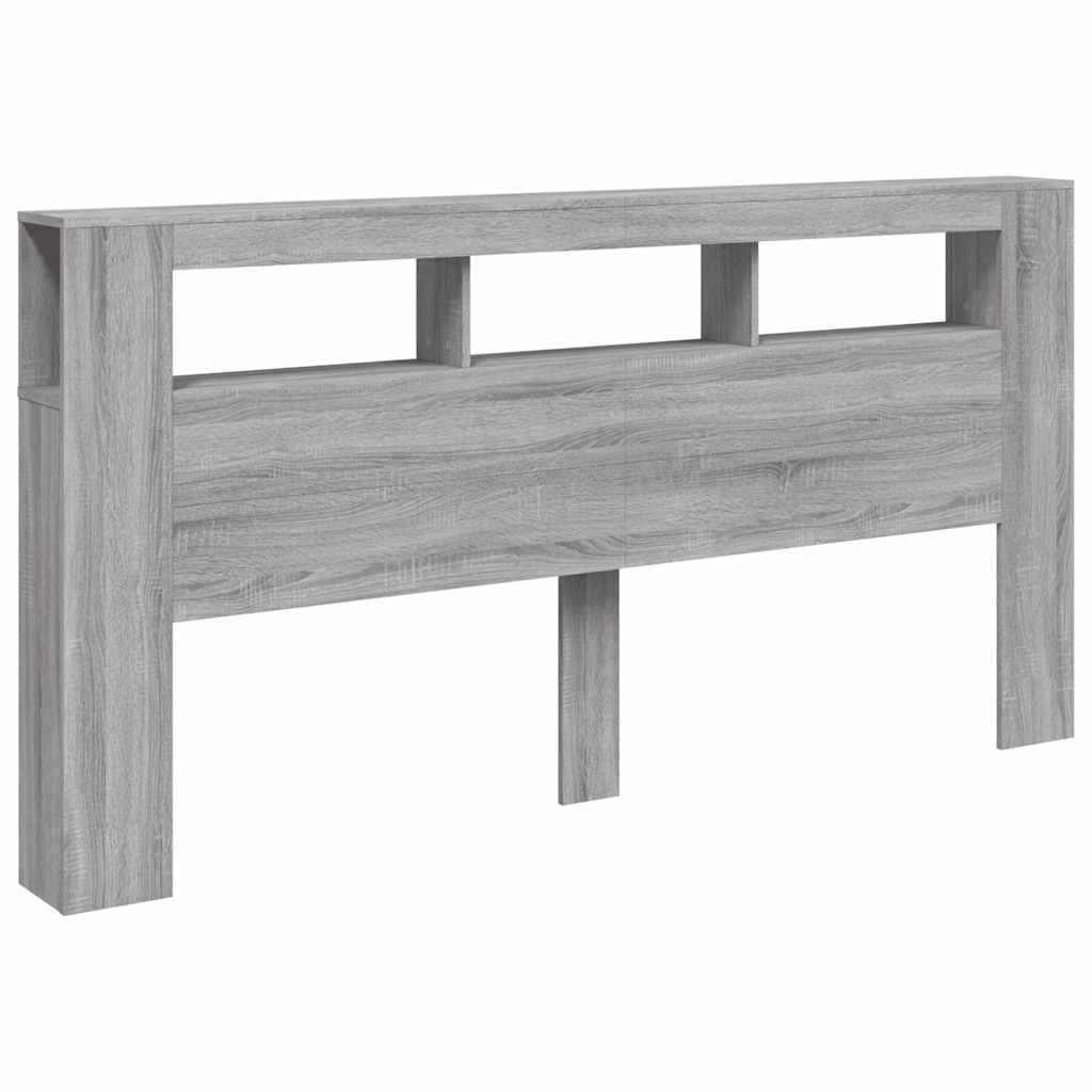 vidaXL Wezgłowie łóżka z LED, szary dąb sonoma, 200x18,5x103,5 cm