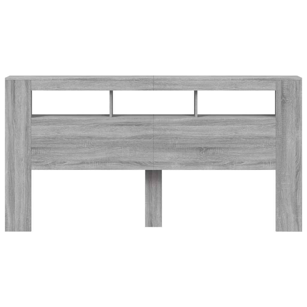 vidaXL Wezgłowie łóżka z LED, szary dąb sonoma, 200x18,5x103,5 cm