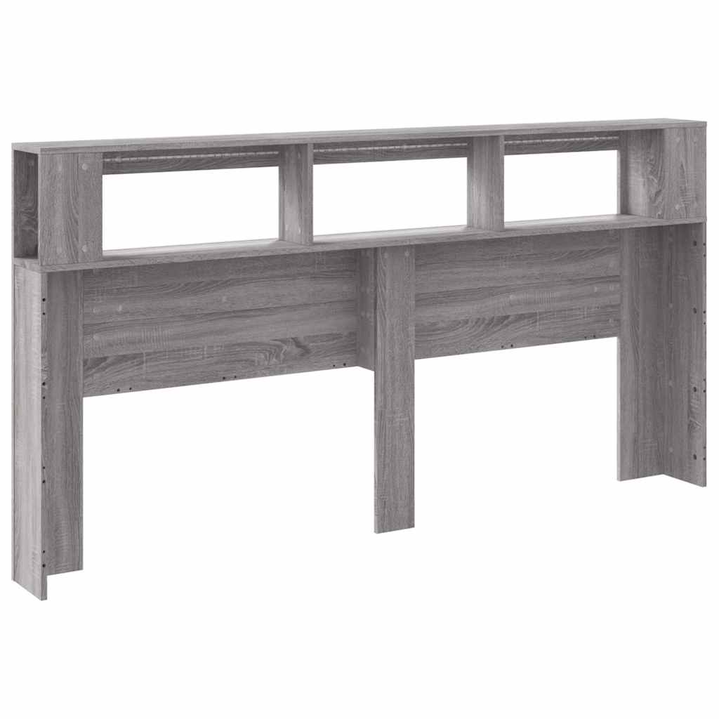 vidaXL Wezgłowie łóżka z LED, szary dąb sonoma, 200x18,5x103,5 cm