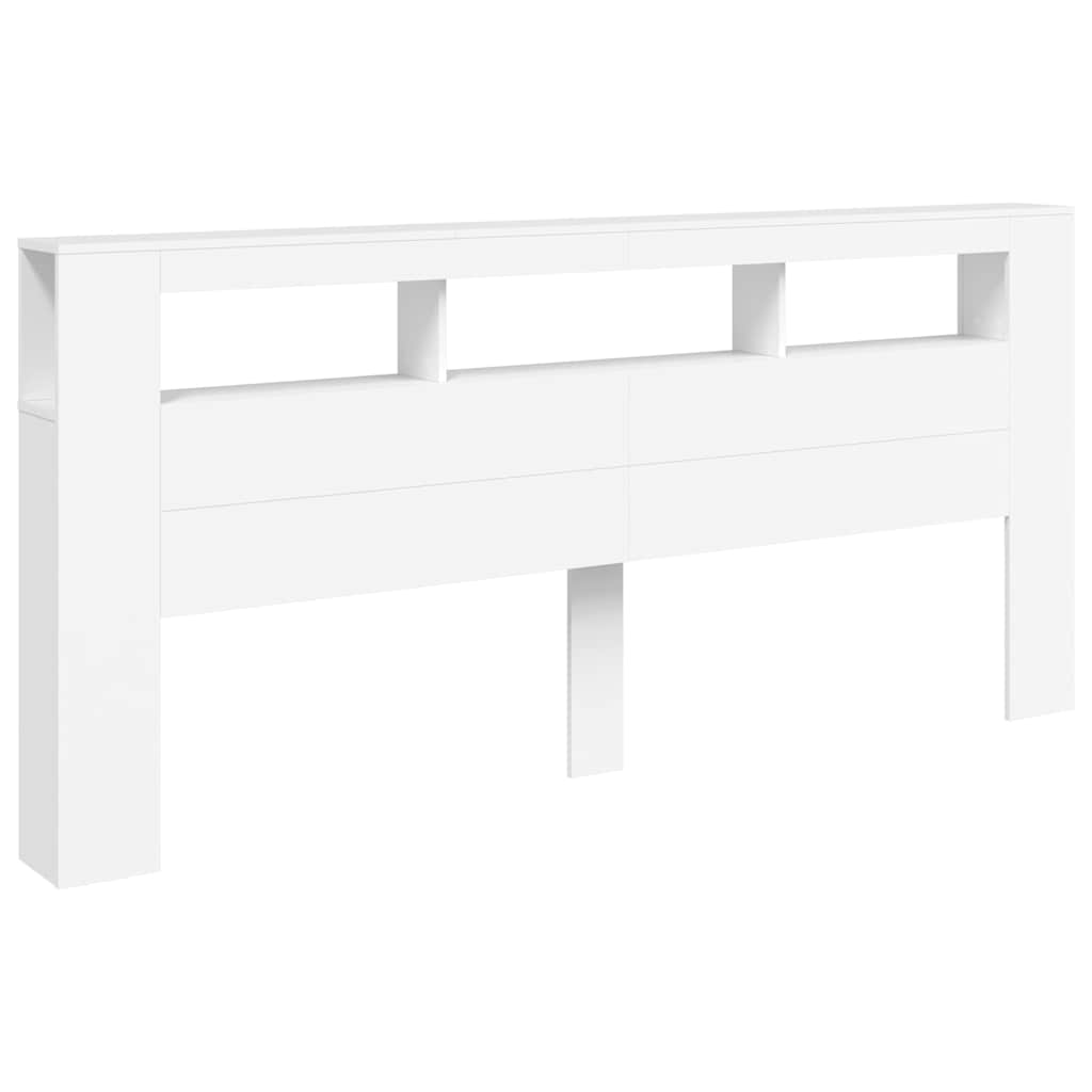 vidaXL Wezgłowie łóżka z LED, białe, 220x18,5x103,5 cm