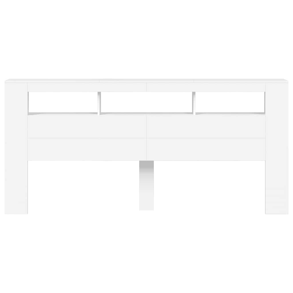 vidaXL Wezgłowie łóżka z LED, białe, 220x18,5x103,5 cm