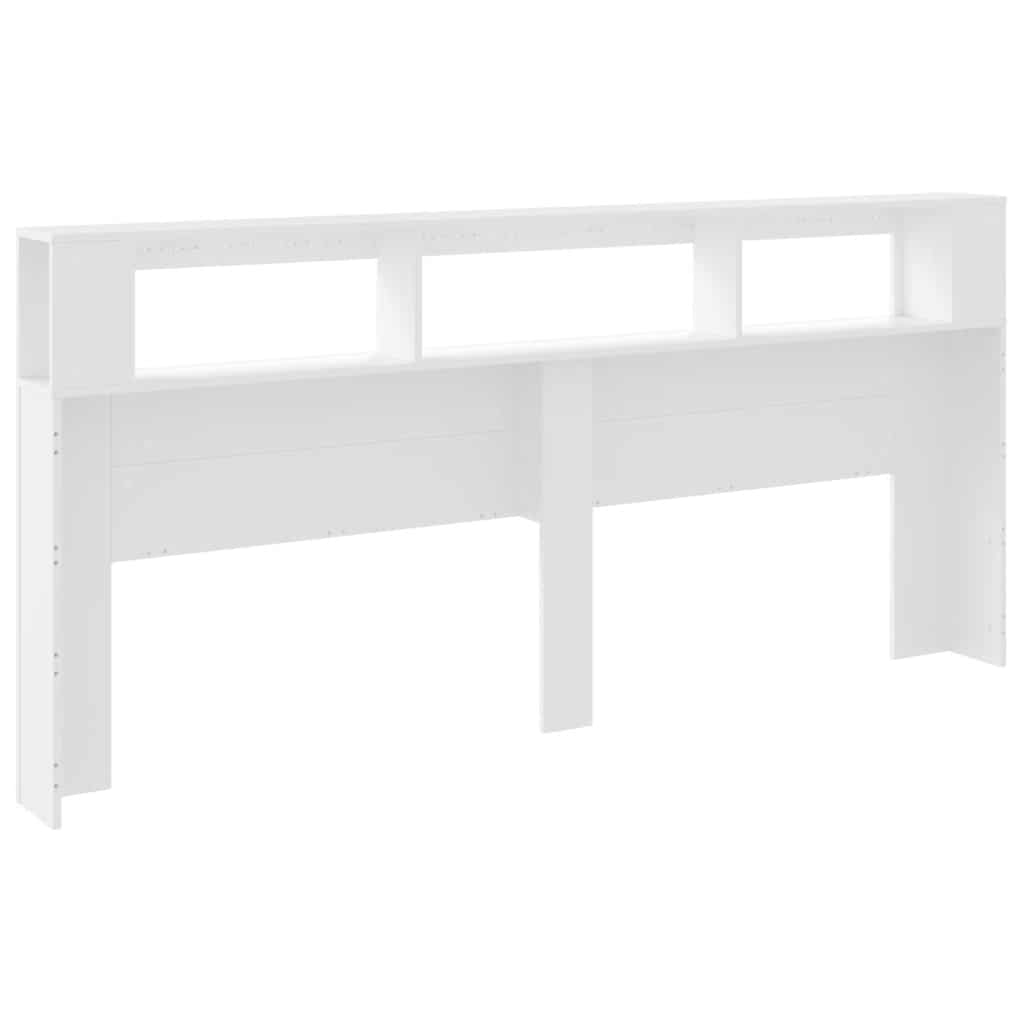vidaXL Wezgłowie łóżka z LED, białe, 220x18,5x103,5 cm