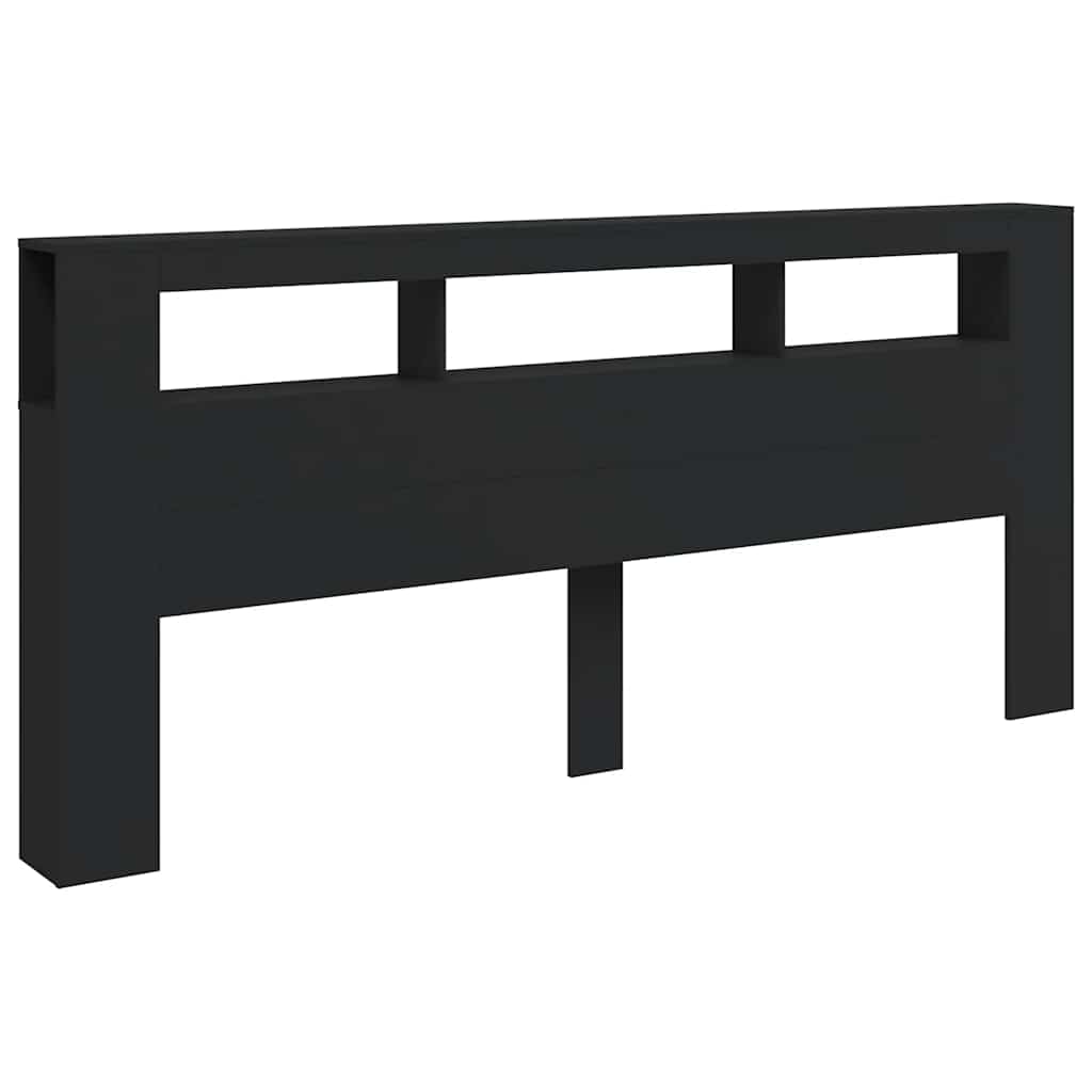 vidaXL Wezgłowie łóżka z LED, czarne, 220x18,5x103,5 cm