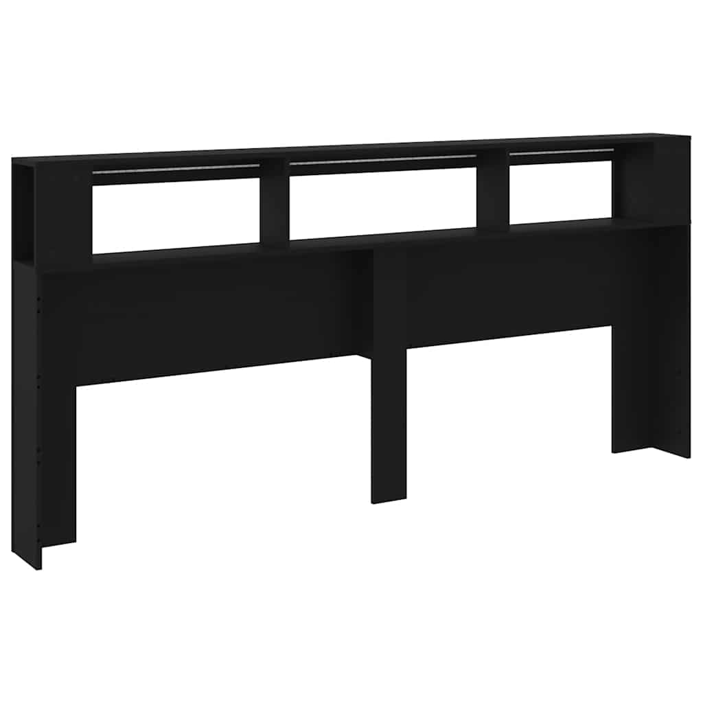 vidaXL Wezgłowie łóżka z LED, czarne, 220x18,5x103,5 cm
