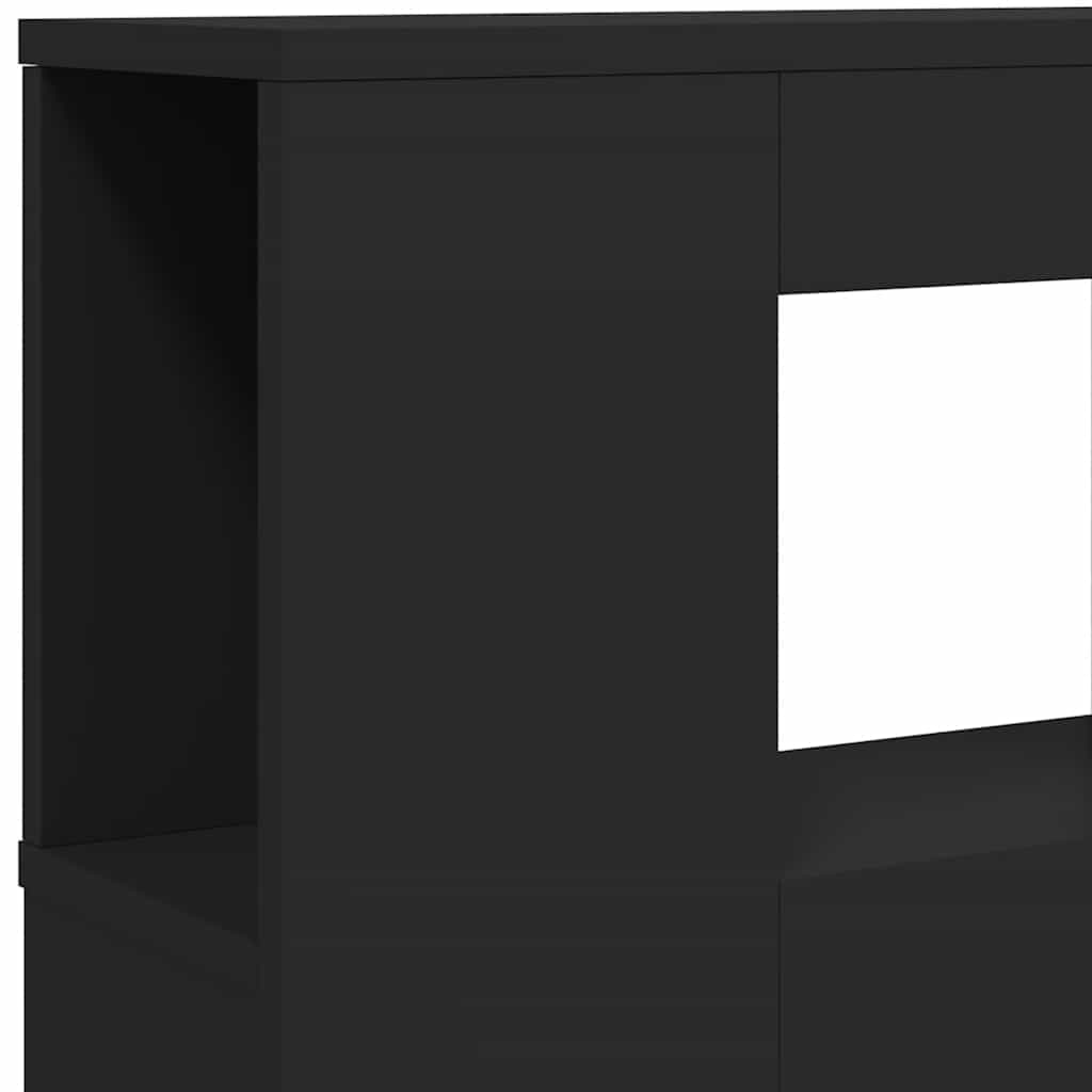 vidaXL Wezgłowie łóżka z LED, czarne, 220x18,5x103,5 cm