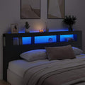 vidaXL Wezgłowie łóżka z LED, czarne, 220x18,5x103,5 cm