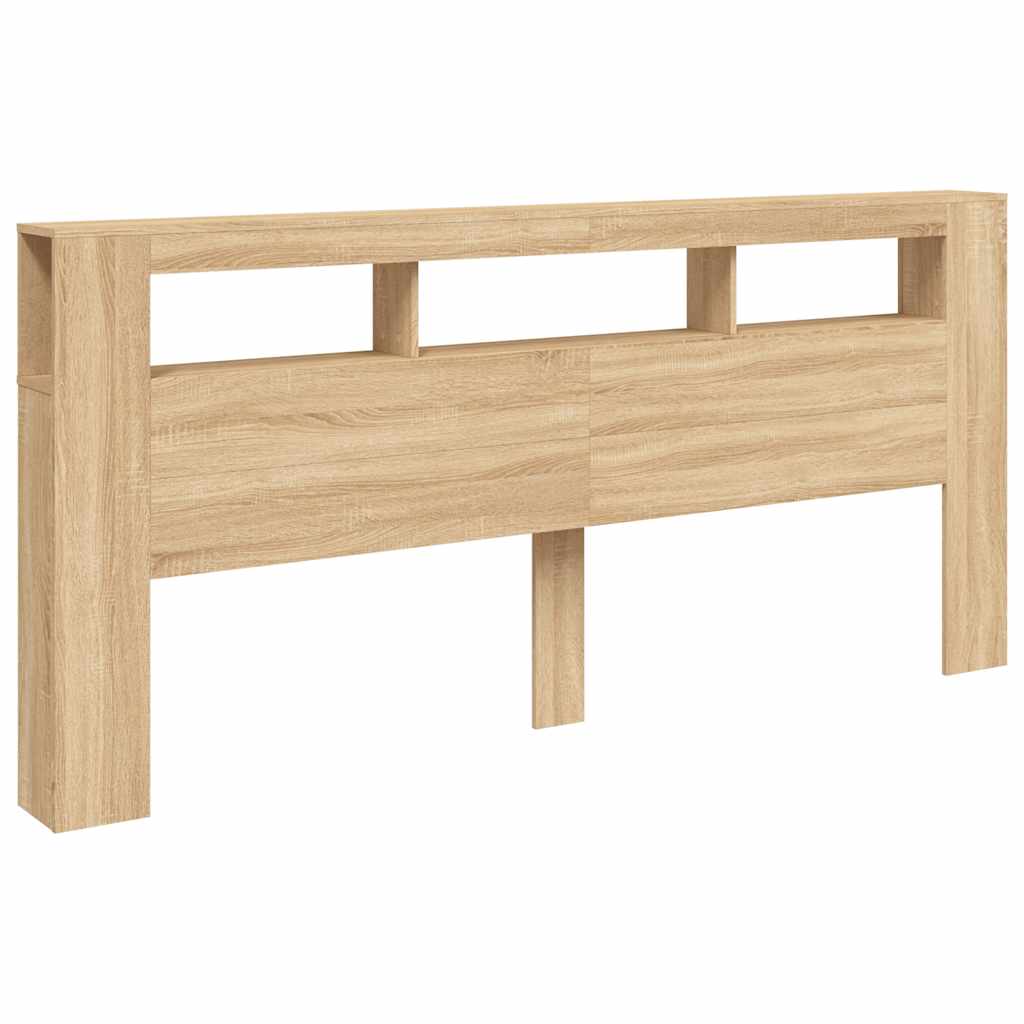 vidaXL Wezgłowie łóżka z LED, dąb sonoma, 220x18,5x103,5 cm
