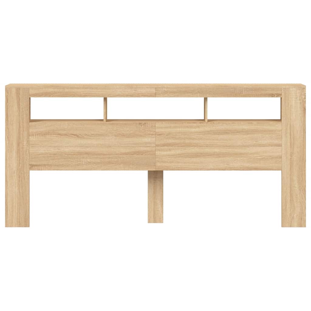 vidaXL Wezgłowie łóżka z LED, dąb sonoma, 220x18,5x103,5 cm